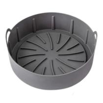 Forma redonda de silicone para air fryer cinza 22cm nipocenter