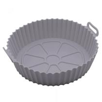 Forma Redonda De Silicone Para Air Fryer Cinza 23cm Lyor Forma Redonda De Silicone Para Air Fryer Cinza 23cm Lyor