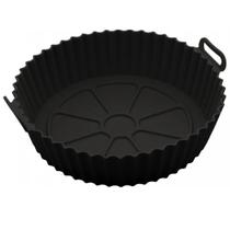 Forma Redonda de Silicone para Air Fryer Preta 19cm Lyor Forma Redonda de Silicone para Air Fryer Preta 19cm Lyor