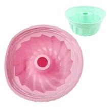 Forma redonda de silicone para bolo pudim e doces rosa ou verde decorada de cozinha