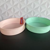 Forma redonda de silicone rosa ou verde para torta bolo doce travessa assadeira bolos Forma redonda de silicone rosa ou verde para torta bolo doce travessa assadeira bolos