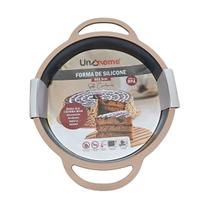 Forma Redonda de Silicone Soft Cinza C/ Rosa 22,5cm