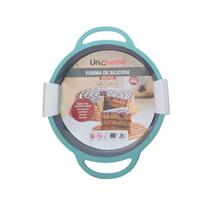 Forma Redonda de Silicone Soft Cinza C/ Verde 22,5cm