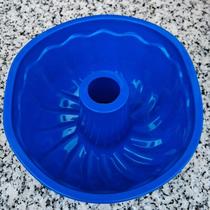 Forma Redonda de Silicone Vazada para Pudim Azul