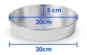 Forma redonda para bolo "baixa" 20x5cm fundo fixo em aluminio - ROGERPAN FORMAS