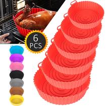 Forma Redonda para Fritadeira Elétrica Air Fryer Kit Com 6 - Formas Em Silicone ALta Temperatura