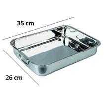 Forma Reforçada Retangular Funda Em Aço Inox Com Alça 35 Cm
