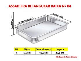 Forma Retangular Assadeira Bolo Forno Aluminio N4