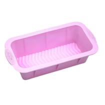 Forma Retangular Para Bolo Torta 25X12X7Cm Em Silicone Rosa