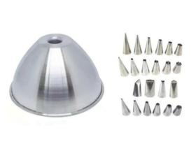 Forma Saia De Boneca Alumínio + Jogo De Bicos C/ 22 Pçs Inox