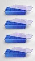 Forma Silicone 15 Cubos Gelo Com Tampa Azul Kit 3