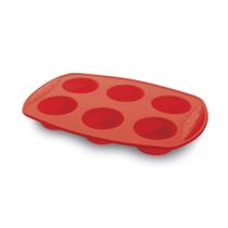 Forma silicone 6 muffins vermelha 30x20x6,5cm hercules slc130-6vm