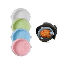 Forma Silicone Air Fryer Kit 4 Unidades Reutilizável Cesta Redonda Forno Microondas Fritadeira