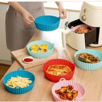Forma Silicone Air Fryer Utensilio Micro ondas Fritadeira Forno Bandeja Vasilha Pote Panela Gordura