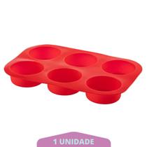 Forma Silicone Antiaderente 6 Cavidades Cupcakes Vermelho - QUALITY HOUSE
