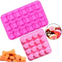 Forma Silicone Cachorro Patinha Osso Gato Gummy Biscoito Kit