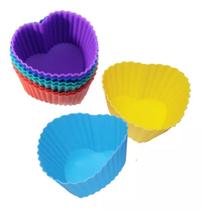 Forma silicone cupcake 6pcs coracao color