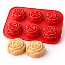 Forma Silicone flor Cupcake 6 Cavidades Rosa Sabonete Vela Doces Forma Silicone flor Cupcake 6 Cavidades Rosa Sabonete Vela Doces
