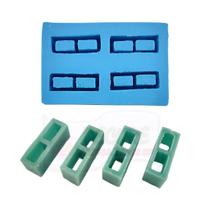 Forma Silicone Mini Bloco Construção 2 Furos
