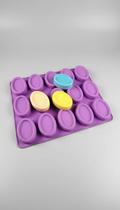 Forma Silicone Oval 15 Cavidades Saboaria Vela Roxo Forma Silicone Oval 15 Cavidades Saboaria Vela Roxo