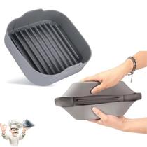 Forma Silicone para Air Fryer 16cm Quadrada Antiaderente Reutilizavel Protetor Microondas