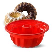 Forma silicone pudim torta bolo vazada redonda reutilizavel