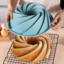 Forma Silicone Redonda Furo Decorada Bolo Pudim Torta 27cm-VK-053