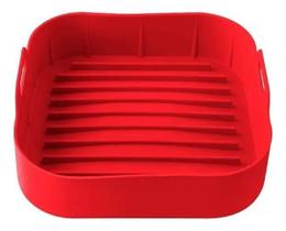Forma Silicone Retangular Com Alça Air Fryer Fritadeira A Ar