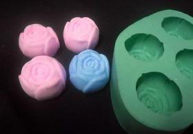 Forma Silicone Sabonete Resina 200 - Botão Rosas 4 cav - Decore Artesanatos SP