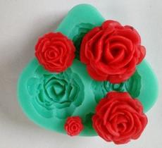 Forma Silicone Sabonete Resina 200 - Mini Rosas 4 cav