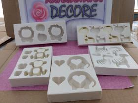 Forma Silicone Sabonete Resina 710 - Kit 5 Moldes encaixe Safari Cute Forma Silicone Sabonete Resina 710 - Kit 5 Moldes encaixe Safari Cute