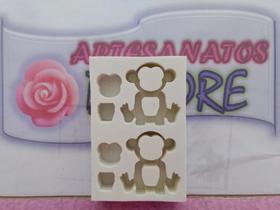 Forma Silicone Sabonete Resina 710 - Macaco Safari encaixe Cute 2 cav Forma Silicone Sabonete Resina 710 - Macaco Safari encaixe Cute 2 cav