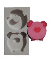Forma Silicone Sabonete Resina 712 - Porco encaixe Cute 1 cav Forma Silicone Sabonete Resina 712 - Porco encaixe Cute 1 cav