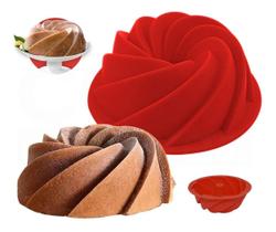 Forma Silicone Vazada Espiral Bolo Pudim 24cm Livre De Bpa