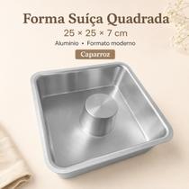 Forma Suiça quadrada Pudim Bolo 25x7 Aluminio