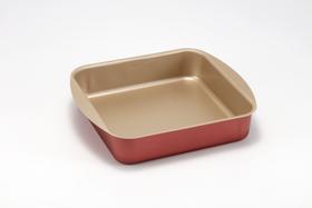 Forma Tabuleiro Assadeira Quadrada N 02 - 30x29x6,5cm - Alumínio Antiaderente TEFLON Cereja com Bege