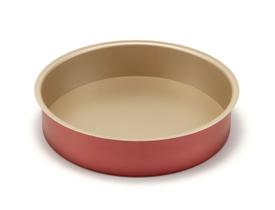 Forma Tabuleiro Assadeira Redonda Número 2 Tamanho Médio Alumínio Antiaderente Cereja e Bege