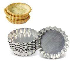 Forma Torta Crespa Fundo Fixo 9cm Kit 12 Peças Em Alumínio
