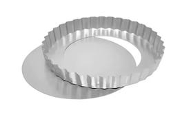 Forma Torta Maça Redonda Crespa 27x3 cm Fundo Falso Alumínio