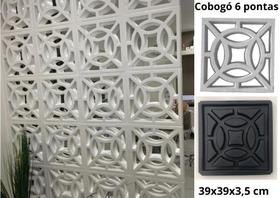 Forma Vazado Cobogó Abs Virgem 1,5mm 6 Pontas 39x39x3,5cm