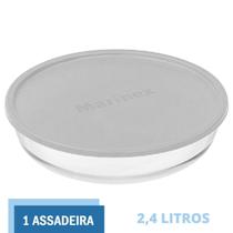 Forma Vidro 2,4 L Assadeira Travessa Redonda C Tampa Marinex