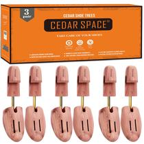 Formadores de Sapatos de Cedro Cedar Space Ajustáveis 6.5-14 Conjunto com 3 Pares de Madeira