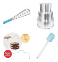 Formas 3pçs (15-20-25) + Nivelador + Batedor 30cm+ Pvc Azul