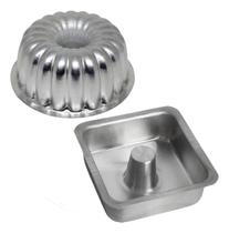 Formas Alumínio Bolo Suíça 2(20x8cm) + Quadrada (20x6cm) Formas Alumínio Bolo Suíça 2(20x8cm) + Quadrada (20x6cm)