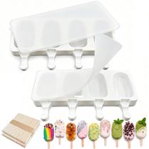Formas de picolé Youlina, kit com 2 unidades, silicone oval, 8 cavidades Formas de picolé Youlina, kit com 2 unidades, silicone oval, 8 cavidades