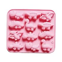 Formas De Silicone De Dinossauro Fofas Com 12 Cavidades Para Assar Chocolate De Páscoa, Bolos E