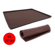 Formas Retangular De Silicone Para Rocambole Bolo Pizza Kit Com 10 Antiaderente Marrom Reutilizável