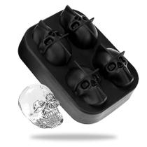 Forminha De Gelo Com Tampa Silicone Formato Caveira Molde - Clink