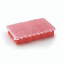 Forminha Flexível De Silicone Para Gelo 15 Cubos Com Tampa