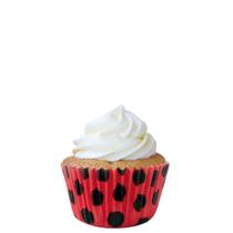 Forminha Mini Cupcake Impermeável Poá Vermelho/Preto c/45 - Mago